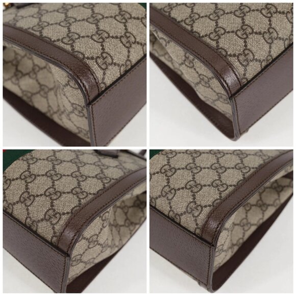 GUCCI GG Supreme Web Sherry Line Bag PVC 2way Beige Gold - Picture 16 of 16